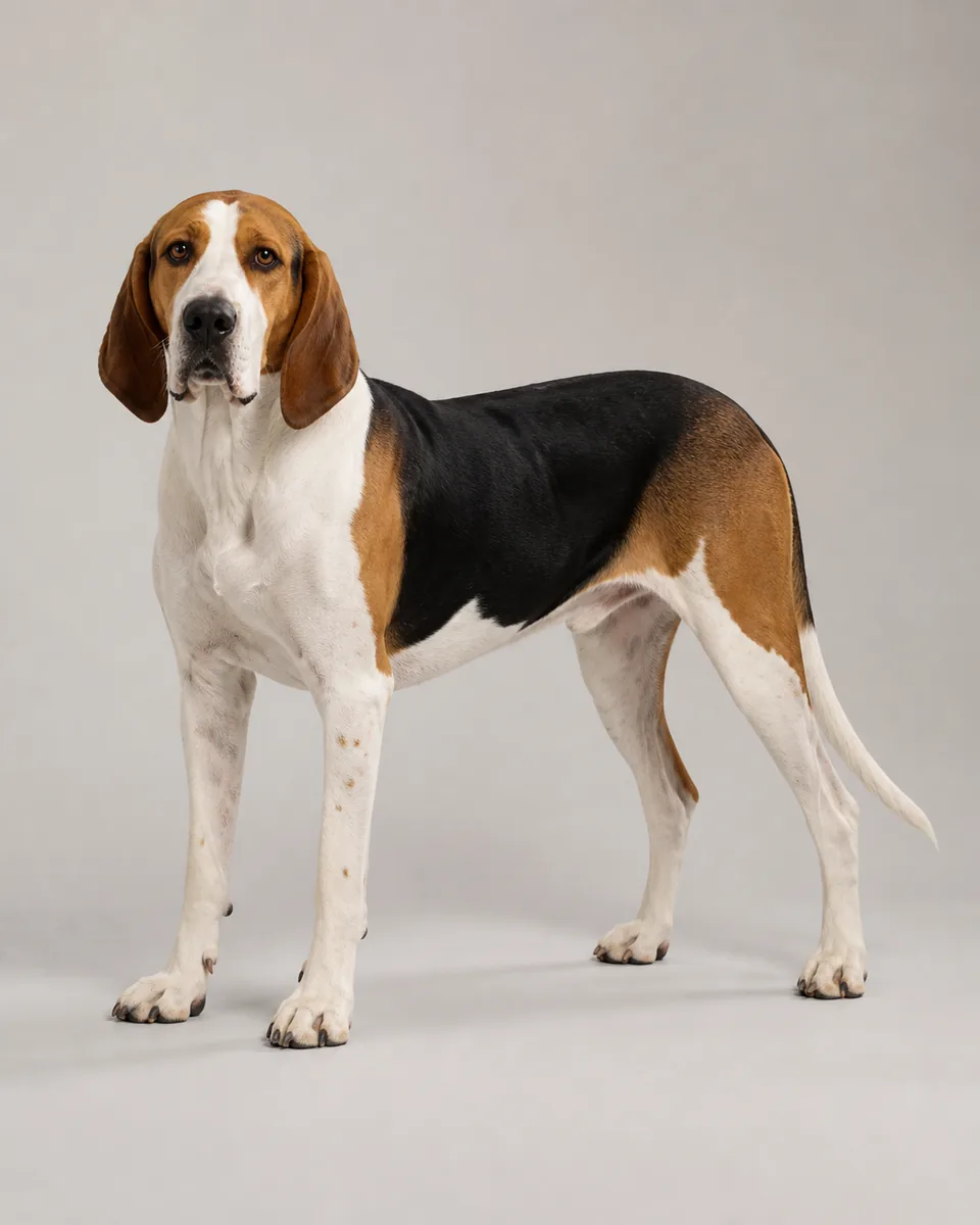 Great Anglo-French Tricolour Hound: полный рост, студийная серия