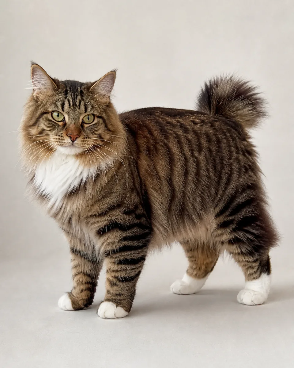 Kurilian Bobtail Longhair: полный рост, студийная серия