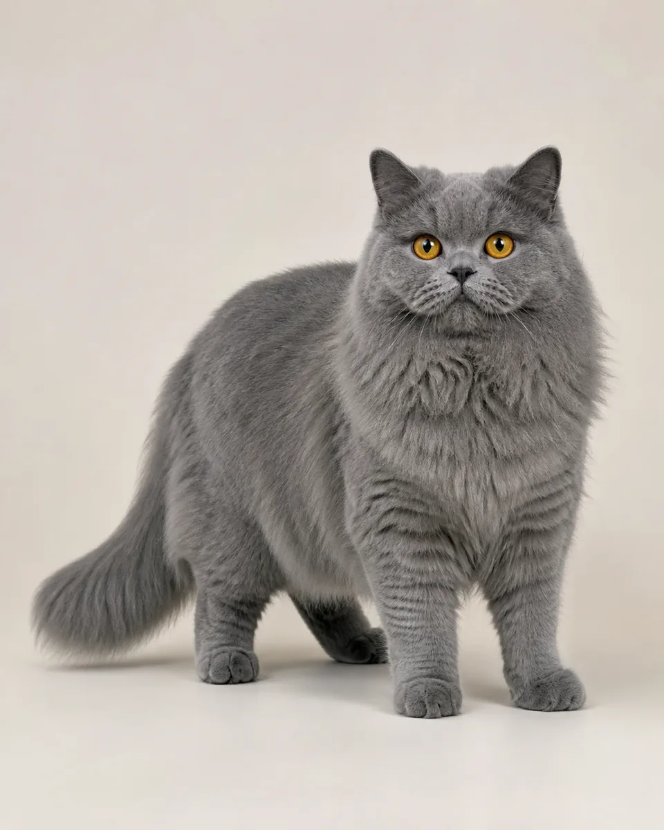 Scottish Straight Longhair: полный рост, студийная серия